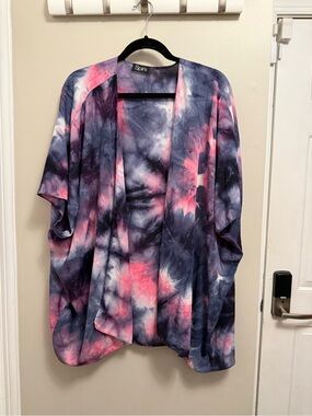 Chic Soul Spin Tie Dye Kimono Swim Cover-Up